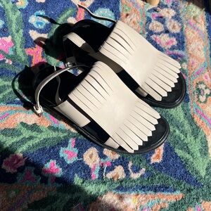 Marni Cream Fringed Sandals